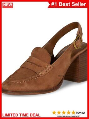Suede High Heel Slingback Loafers Block Heel Party